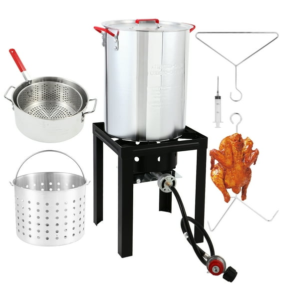 ANDTE Outdoor Fryer 30 qt Turkey Fryer with 54000 BTU Burner and Complete Accessories