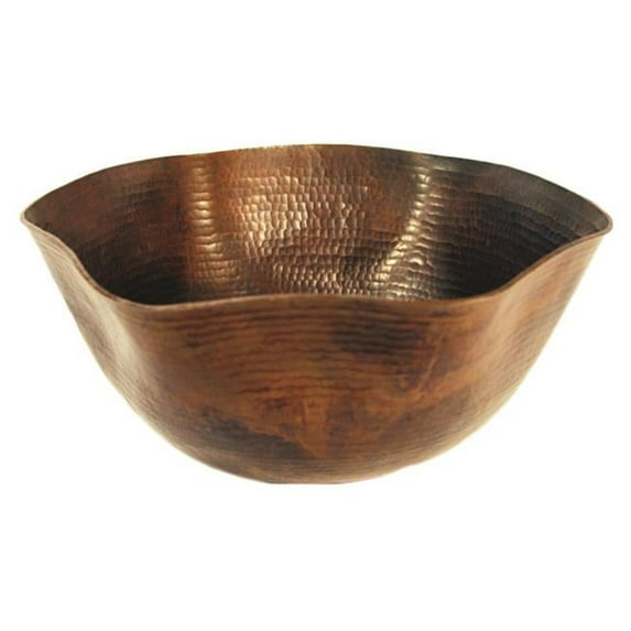 ANDULUSIA Pentagon Shaped Copper Bath Vessel Sink with Antigua Finish 16-Inch Width Copper Brown