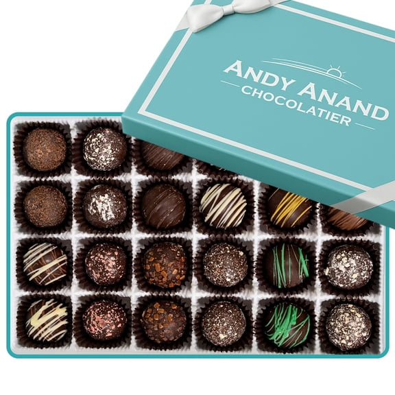 ANDY ANAND CHOCOLATIER Luxurious Dark Chocolate Truffles Gift Box - Handmade Gourmet Chocolate Assortments, Gluten Free chocolate Perfect_gifts for her & for birthday & wedding gifts (24 Pcs)