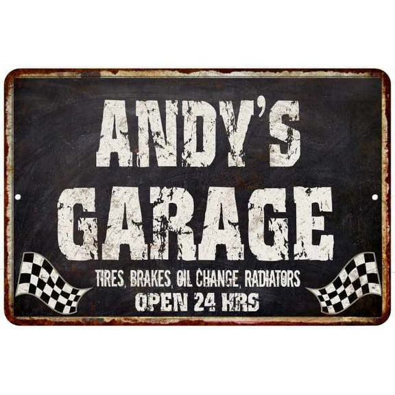 ANDY'S Garage Black Grunge Gift Sign 12x18 Decor Gift 112180005037