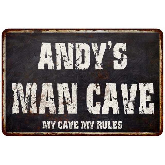 ANDY'S Man Cave Black Grunge Sign Home Decor Gift Cave Funny 108120004037