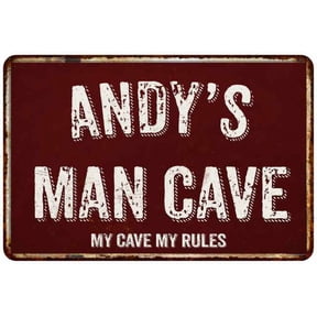 ANDY'S Man Cave Red Grunge Sign 8 x 12 High Gloss Metal Sign 208120003037