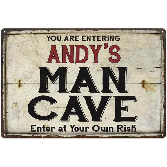 ANDY'S Man Cave Sign Rustic Garage Decor Gift 8x12 Metal 108120035287