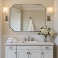 thumbnail image 1 of ANDY STAR 30x40 Inch Brushed Nickel Mirror, Large Rectangle Mirror for Bathroom, Scalloped Mirror in Anti-Rust Stainless Steel Metal Thin Frame Deep 1’’, Wall-Mounted Mirror (Horizontal/Vertical), 1 of 8
