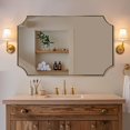 thumbnail image 1 of ANDY STAR 30x48 Inch Brushed Gold Mirror, Unique Rectangle Mirror for Bathroom, Large Scalloped Bathroom Mirror with Rust-Proof Stainless Steel 1" Frame, Hangs Vertically or Horizontally, 1 of 8