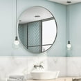 thumbnail image 1 of ANDY STAR 36" Chrome Round Mirror, Polished Silver Round Bathroom Mirror, Big Circle Wall Mirror in Metal Frame, Large Vanity Mirror for Entryway, Living Room, Washrooms, 1 of 9