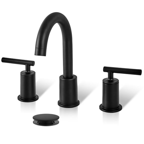 ANDY STAR Black Bathroom Faucet 3 Hole, 8 Inch Widespread Bathroom Faucet with Pop Up Drain, 360° Swivel Spout, Modern 2 Handle Vanity Faucet with cUPC Supply Lines