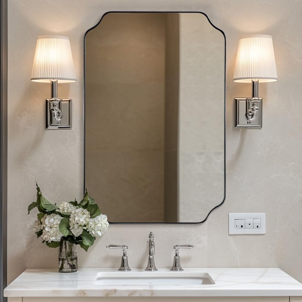 ANDY STAR Chrome Bathroom Mirror, 24"x36" Inch Polished Chrome ...