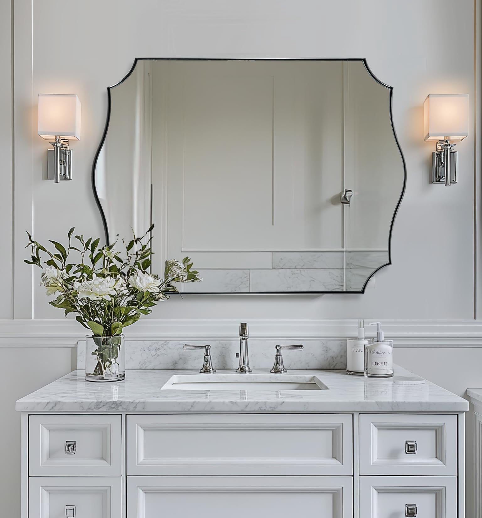 ANDY STAR Chrome Bathroom Mirror, 30x40 Inch Large Polished Chrome ...