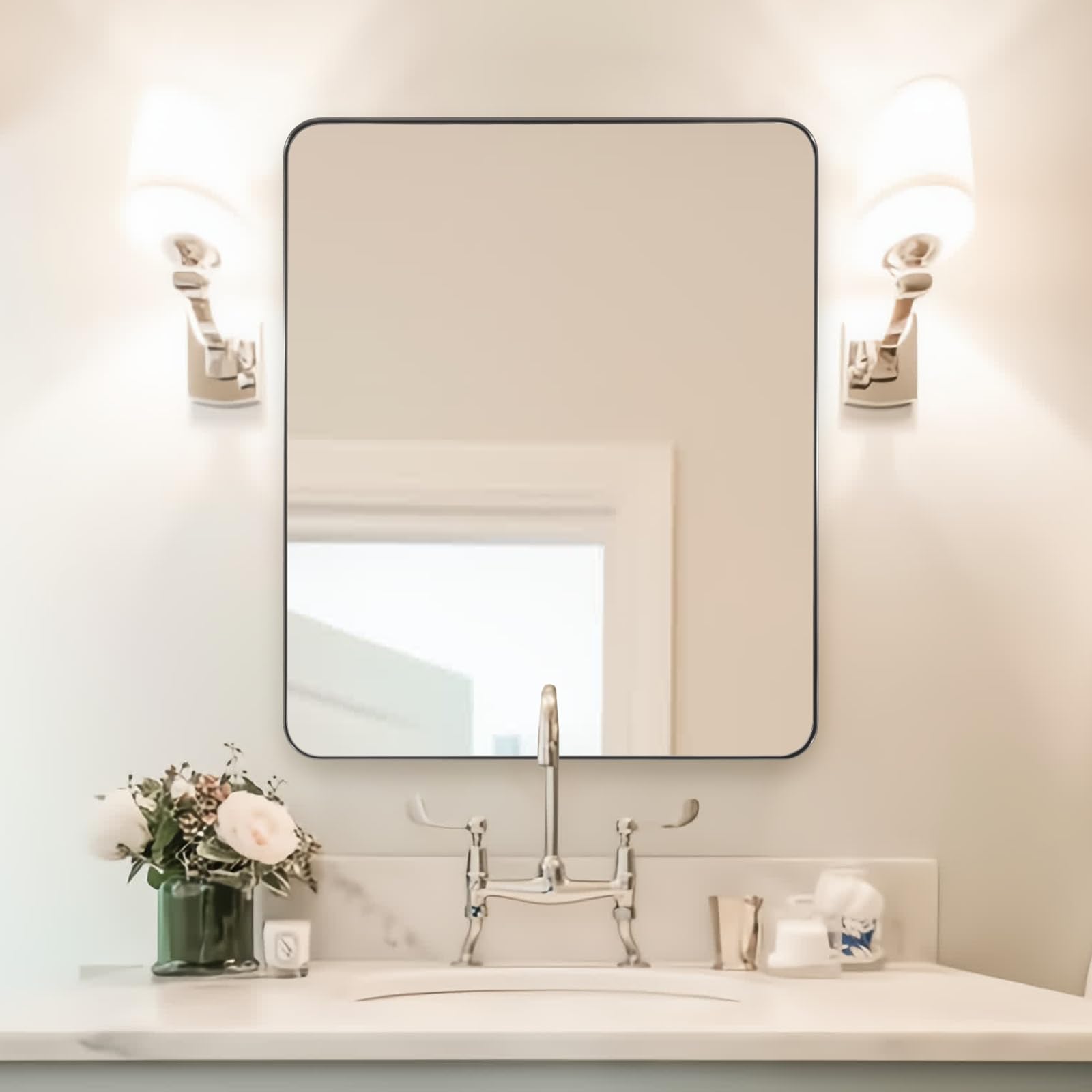 ANDY STAR Chrome Mirror for Bathroom, 30x36" Metal Frame Wall Mirror