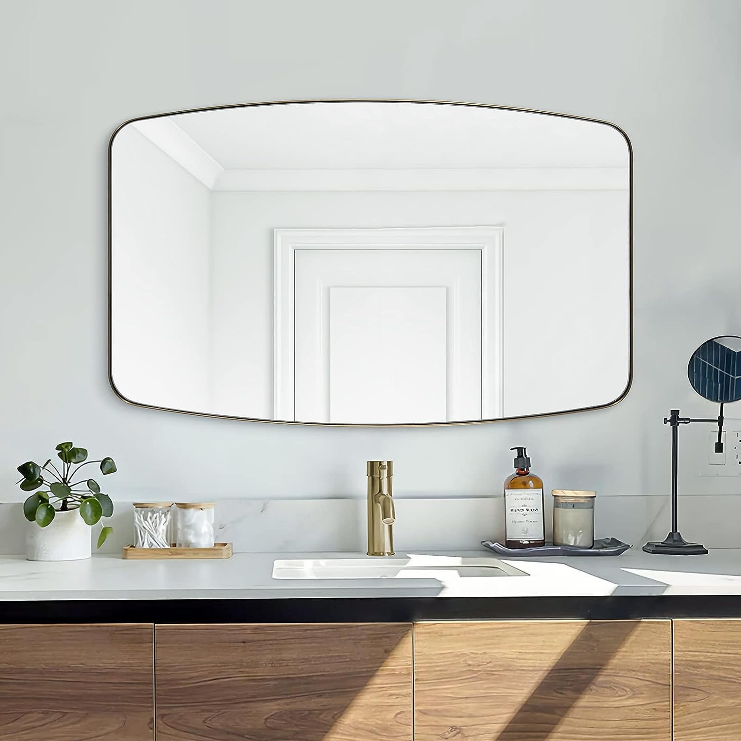 ANDY STAR Gold Mirror, 30x48’’ Brushed Gold Oval Mirror for Bathroom — free download
