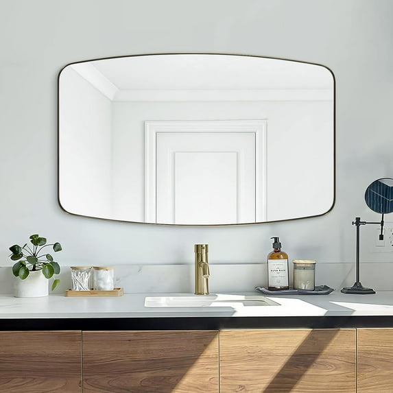 ANDY STAR Gold Mirror, 30x48’’ Brushed Gold Oval Mirror for Bathroom, Oblong Mirrors with Brass Metal Frame, Oval Vanity Mirror for Modern Farmhouse Wall Decor 1”Deep Set Design