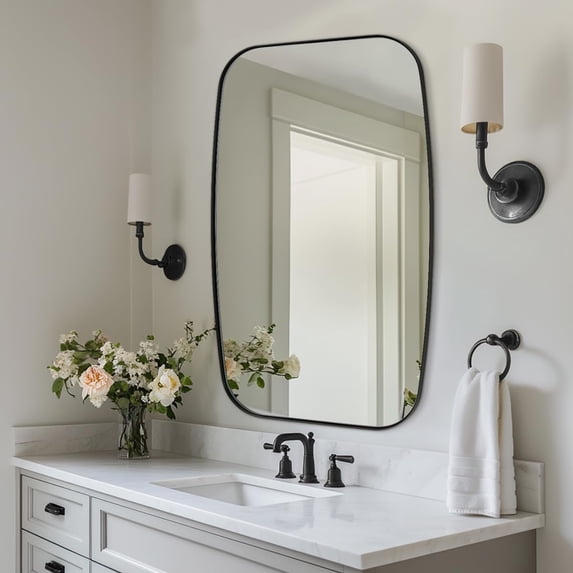 ANDY STAR Oval Mirrors for Bathroom, 20x30" Black Bathroom Vanity Mirror with Metal Frame, Black Oblong Bathroom Mirror for Over Sink, Modern Anti Rust Wall Mounted