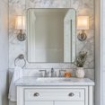 thumbnail image 1 of ANDY STAR Square Brushed Nickel Mirror for Bathroom, 24”x24” Silver Metal Frame Wall Mirror, Rounded Corner Stainless Steel Mirror Hangs Horizontal Or Vertical, 1 of 8