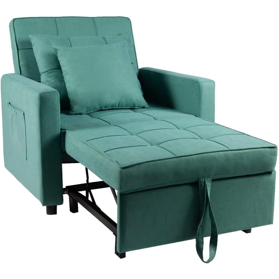 ANDYYOUTING 3-in-1 Sofa Bed Chair, Convertible Sleeper Recliner for Small Spaces, Adjustable Backrest, Green