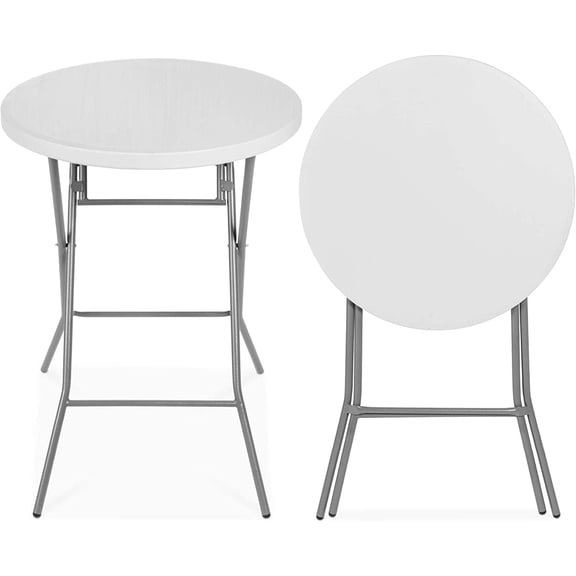 ANDYYOUTING 32in Bar Height Folding Table, Round Indoor Outdoor Patio, Backyard, Dining, Events w/Thick Top, Metal Frame, Locking Legs, 330lb Capacity