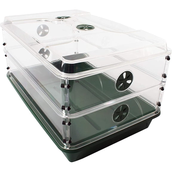 ANDYYOUTING 93807 Domed Propagator, 2 Height Extenders, Heavy Duty, Green - Seed Germination & Plant Growth