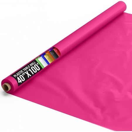 ANDYYOUTING Cerise Plastic Table Cover Roll 40"x100', 0.5 MIL Thick, Disposable Banquet Tablecloth for Parties