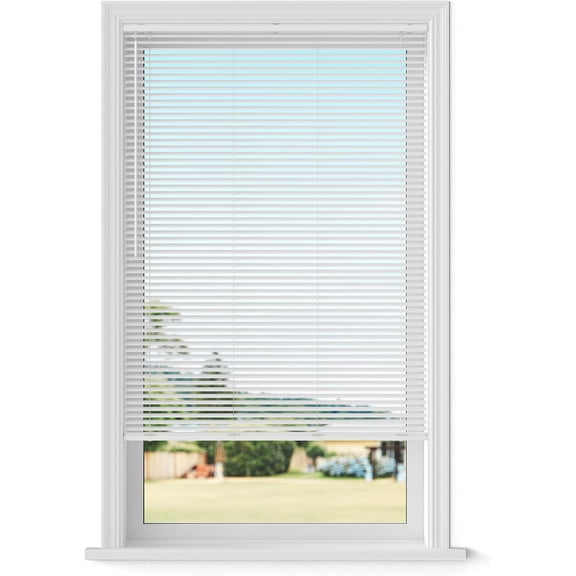 ANDYYOUTING Cordless 1" Vinyl Mini Blinds for Windows - 30.25"W x 48"L, White, Smooth Lift Light Filtering Horizontal Shades
