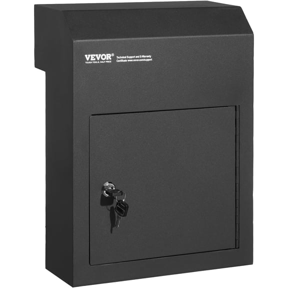 ANDYYOUTING Heavy Duty Steel Through Door Key Drop Box, 12x6x16" Mailbox with 1.8" Slot & Key Lock, Rainproof, Black