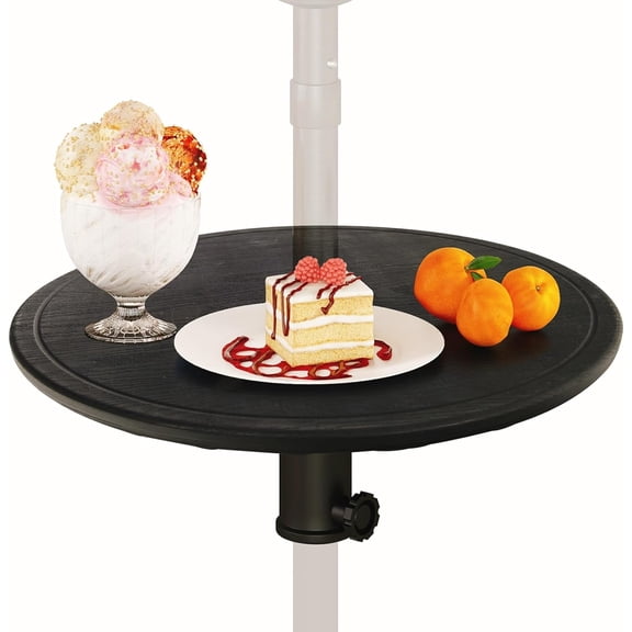 ANDYYOUTING Umbrella Pole Table Tray - 20" Outdoor Side Table with 1.5" Umbrella Hole, Height Adjustable Knob, All-Weather PE Matrial, for Patio, Backyard, Deck, Garden, Poolside, Black