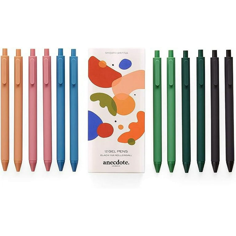 ANECDOTE. Gel Pens, Black Ink Gel Pens (12 Pack), Retractable Pen Set, Cute Pens, Fine Point Gel Pens (0.5mm), Smooth Writing Pens with A Chic & Fun