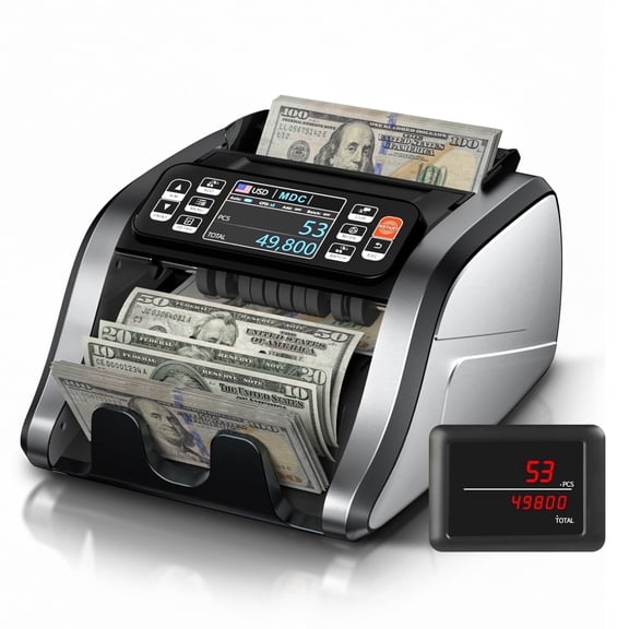 ANEKEN Automatic Money Counter Machine, Mixed Denomination Bill Counter with UV/MG/IR/MT Counterfeit Detection, 3.5" TFT Display Cash Counting Machine, Gray