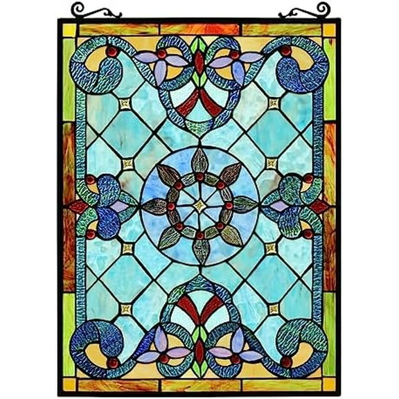 ANELISA Tiffany-Style Victorian Design Window Panel 18" x 25"$$Home Decor, Kitchen, & Other