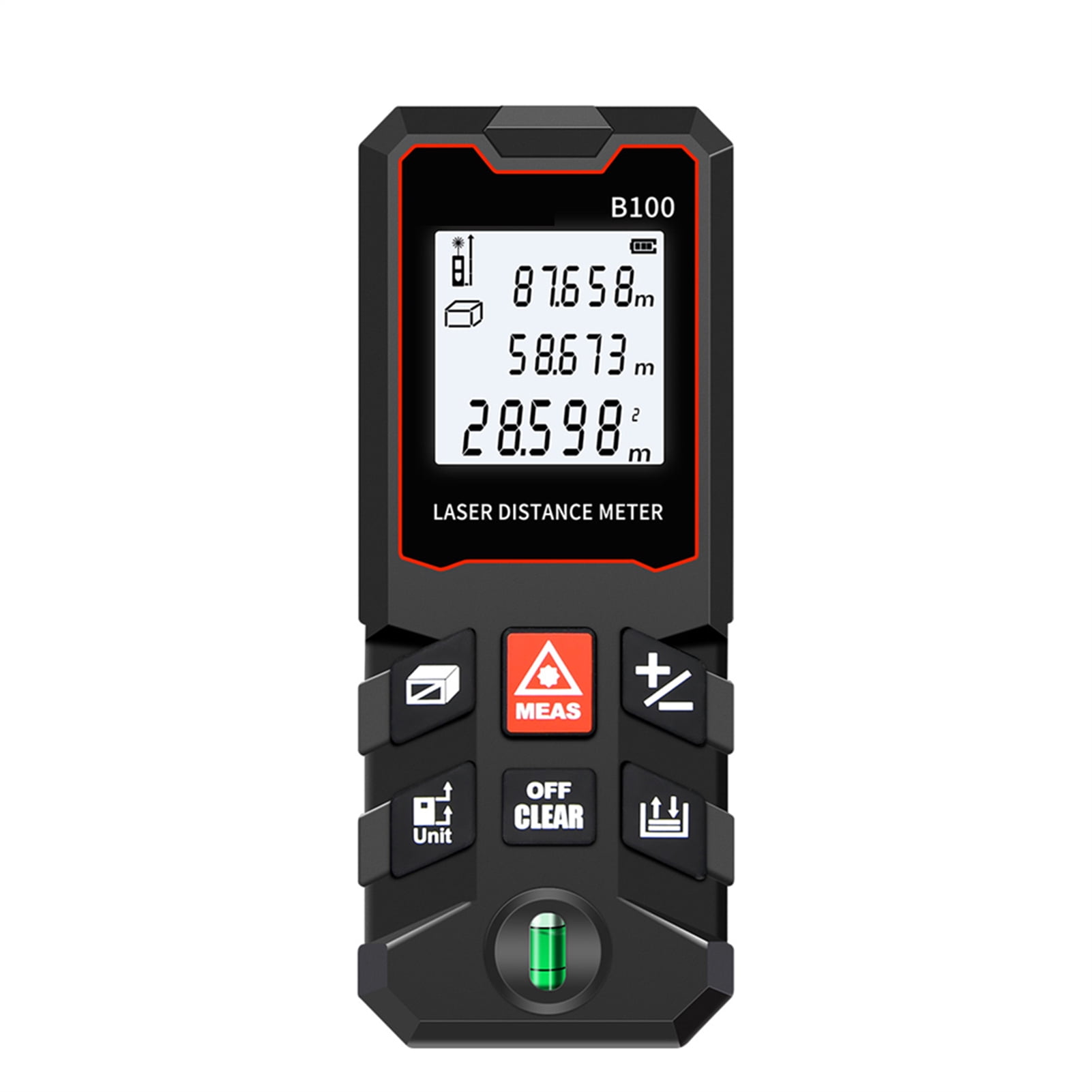 100m  Measure LCD Digital  Distance Meter With Bubble Level Mini Range Finder Distance/ Area/ Volume/ Pythagorean Measuring Tool Unit Switching Data Storage