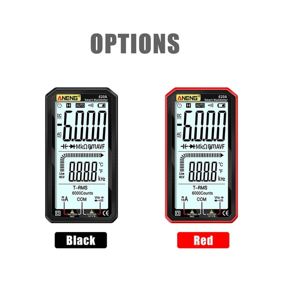 ANENG 4.7-Inch LCD AC/DC Digital Multimeter Ultraportable Auto-Ranging True-RMS Multi Tester with Amp Volt Ohm Capacitance Continuity Temperature Frequency Diode NCV Tests, Red