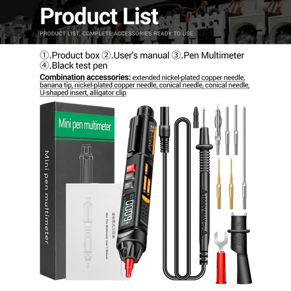 ANENG A3009 Mini Pen Multimeter with Voice Broadcast 6000 Counts Flashlight NCV Tester for Voltage Resistance Capacitance Diode Measurement 6.69 inches / 170 mm