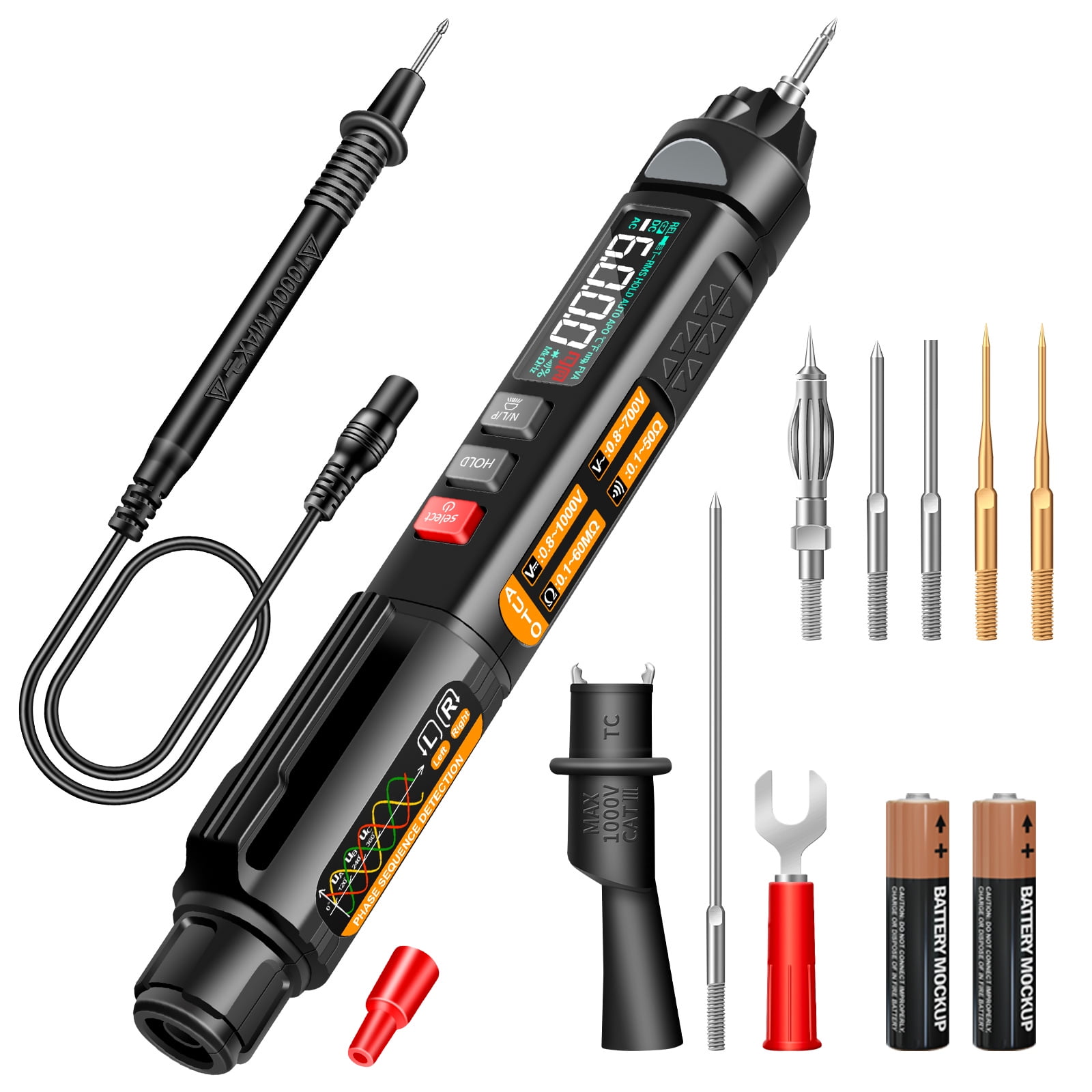 Pen Type Digital Multimeter Handheld Digital Multimeter 4000 Counts Non Contact Voltage Tester for w/Data Hold ＆ LCD Multimeter, Voltmeter Pen Multimeter, Pen Type Multimeter Type