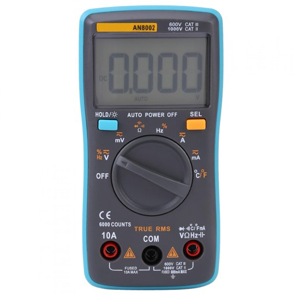 ANENG AN8002 True RMS Digital Multimeter AC/DC Voltage Ohm Current Meter 6000 Counts (5.1 inches / 13 cm)