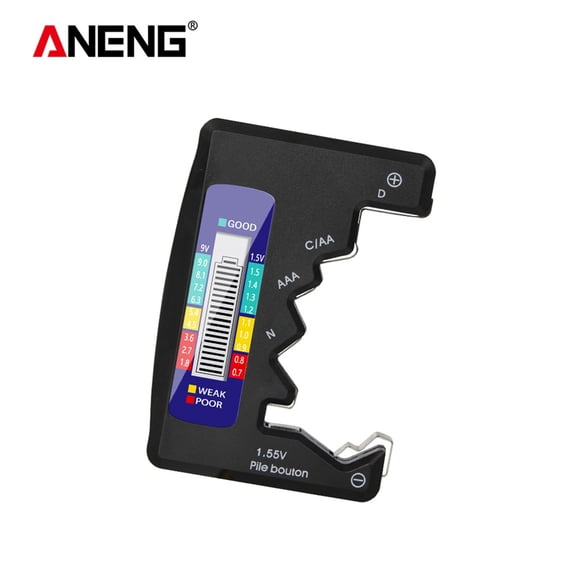 ANENG Current measuring instrument,AAA 9V 1.5V Checker Batteries Power Battery Tester LCD Battery Battery Checker Batteries 9V 1.5V Button Button Battery Checker C D N D N AA LCD Power Display Power