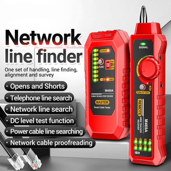 ANENG M469A Network Cable Finder Multifunctional Cable Tester Kit, Red