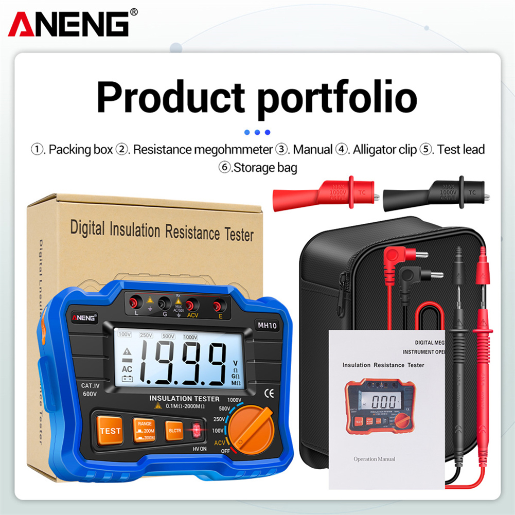 ANENG MH10 Digital Megohmmeter Megger Meter Insulation Earth Ground