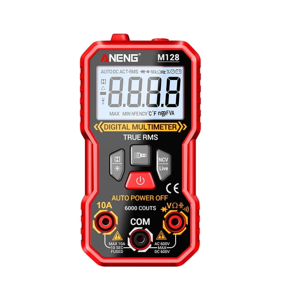 ANENG Multi-function Digital Multimeter NCV Voltage Tester AC/DC Voltage Current Meter Resistance Capacitance Diode Test Live Wire Check Battery Detection Auto Shut Off On/Off Beep ,Red