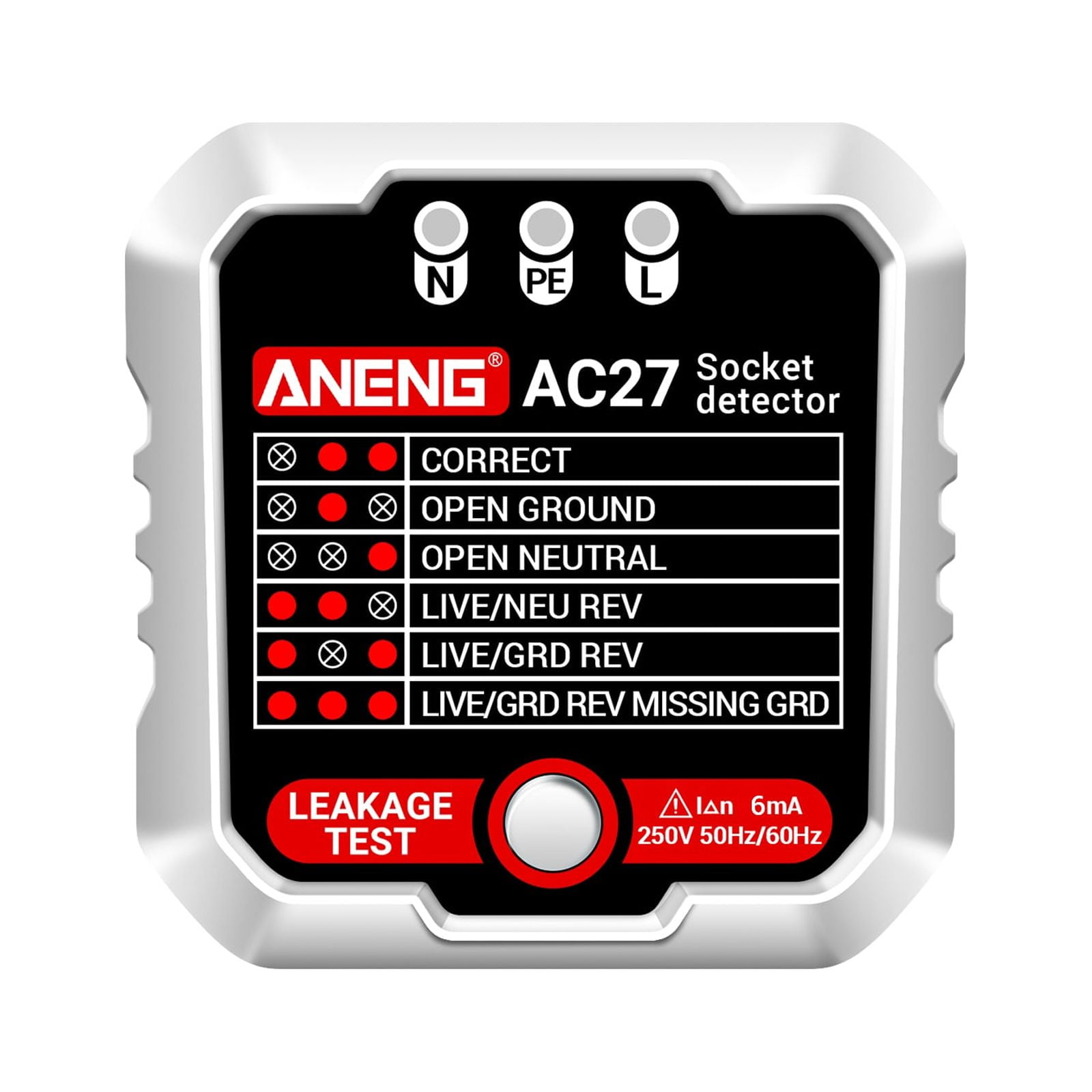 ANENG Outlet Tester 250V Fast Detection Socket Tester Receptacle