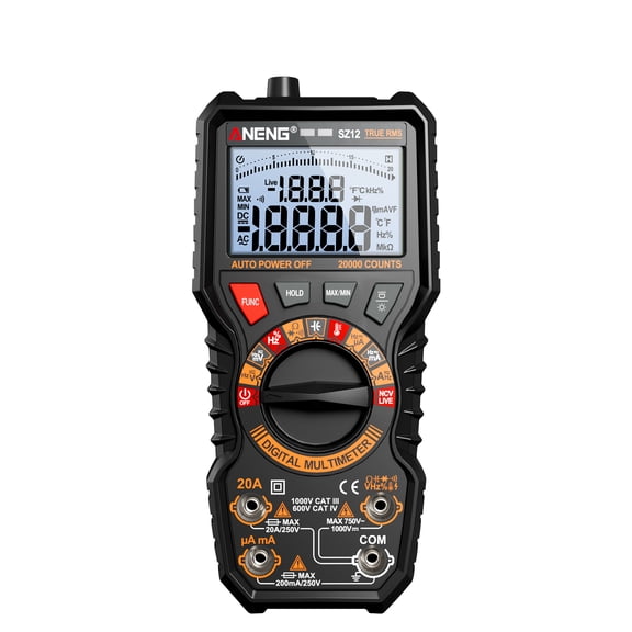 ANENG SZ12 True RMS Digital Multimeter 20000 Counts, Multi-Range Tester for AC/DC Voltage Current, Resistance Capacitance Temperature, NCV Detection with Double Fuse & Silicone Anti-Drop Case