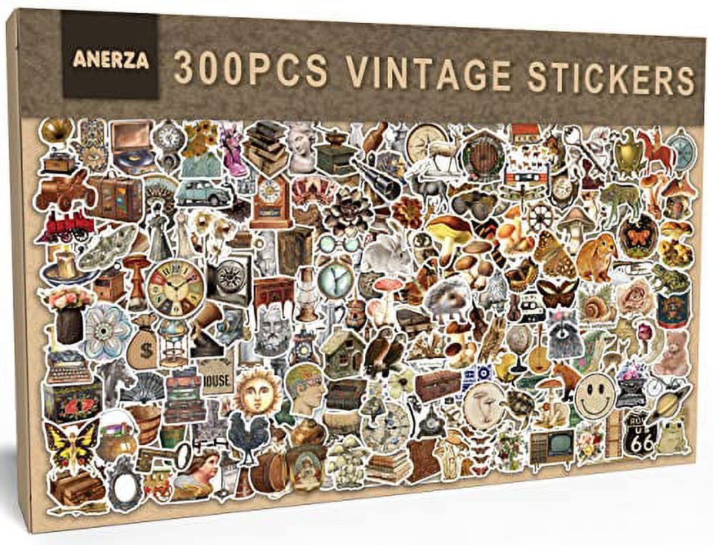 ANERZA 300 Pcs Vintage Stickers Aesthetic Stickers for Scrapbook Journaling Water Bottles Laptop Scrapbooking Supplies Kit Cottagecore Waterproof