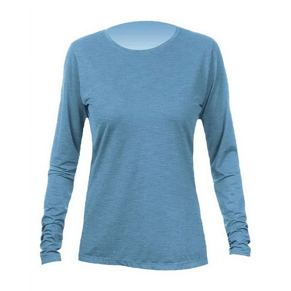 ANETIK WSBRZL0 Women's Breeze Tech Long Sleeve T-Shirt-Bahama Heathered-L