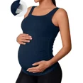 thumbnail image 1 of ANFERRY Maternity Tank Top Women Seamless Side Ruching Pregnancy Basic Shirts with Built in Bras, 1 of 9