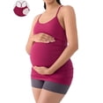 thumbnail image 1 of ANFERRY Maternity Tank Tops for Women Seamless Side Ruched Camisoles with Built in Bra Scoop Neck Y Back Pregnancy Basic Shirt, 1 of 10