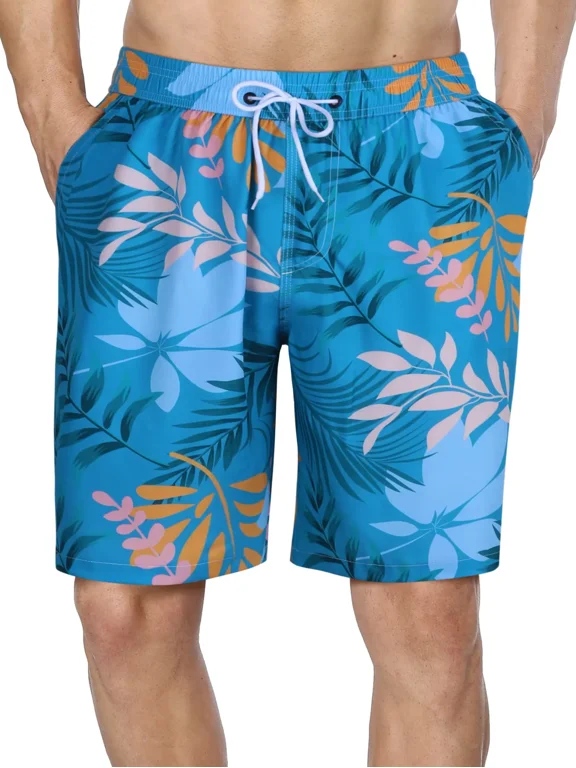 Mens Swim Trunks Quick Dry Swim Board Shorts Beach Short with Pockets Print Elastic Waist Bathing Suit Swimsuit