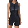 thumbnail image 1 of ANFERRY One Piece Tummy Control Swimsuit for Women Color Blocked Boyleg Sports Swimwear Zipper Bathing Suits, 1 of 7