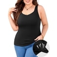 thumbnail image 1 of Plus Size Tank Tops for Women Removable Built in Bra Camisole Cotton V Neck Adjustable Straps Cami Shirts, 1 of 8