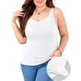 thumbnail image 1 of Plus Size Tank Tops for Women Removable Built in Bra Camisole Cotton V Neck Adjustable Straps Cami Shirts, 1 of 8
