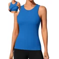 thumbnail image 1 of ANFERRY Ribbed Workout Tank Tops for Women Seamless Full Length Athletic Camisole with Built in Bra, 1 of 9
