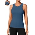 thumbnail image 1 of ANFERRY Ribbed Workout Tank Tops for Women Seamless Full Length Athletic Camisole with Built in Bra, 1 of 7