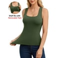 thumbnail image 1 of ANFERRY Seamless Ribbed Tank Tops for Women Square Neck Camisoles Built in Bra Slim Fit Cami Tops, 1 of 9